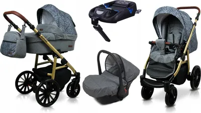 Produktbild von BabyLux® Aspero | 4in1 Kinderwagen Set | Silver Stone | Kombikinderwagen | Kinderwagenset | Isof
