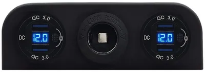 Produktbild von ProRide 12V USB Ladegerät 2x QC3.0, Voltmeter & 12V/24V Buchse