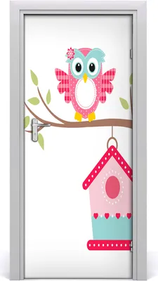 Produktbild von Tulup Türaufkleber 85x205 cm Dekorative Aufkleber Selbstklebend Wasserdichte Tapete Abnehmbar Schlafzimmer Wohnzimmer Wohnkultur - Eule einem Ast