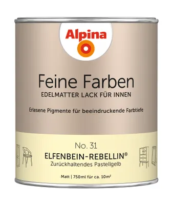 Produktbild von Alpina Feine Farben Lack No. 31 Elfenbein-Rebellin - pastellgelb 750 ml