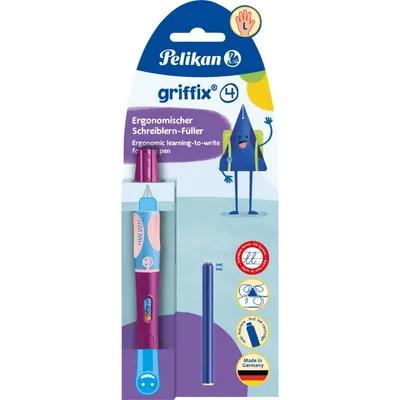 Produktbild von Pelikan griffix® Füller für Linkshänder, Sweet Berry, Beere, Kartuschenfüllsystem, Blau, Kunststoff, Edelstahl, Linkshändig