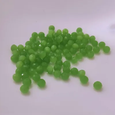 Image de Perles de verre - type 'facetté' - 140 pièces - 4 mm - vert mat