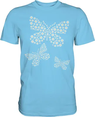 Produktbild von Frauen Gänseblümchen Schmetterlinge T-Shirt – Sky Blue / M