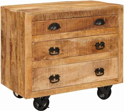 Produktbild von Möbel Beistellschrank Braun 70 x 38 x 63 cm massives Mangoholz - Kommoden 4104601