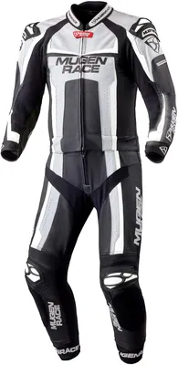 Image de Combinaison moto en cuir 2 pièces MUGENRACE Ibrido, noir/blanc, 60