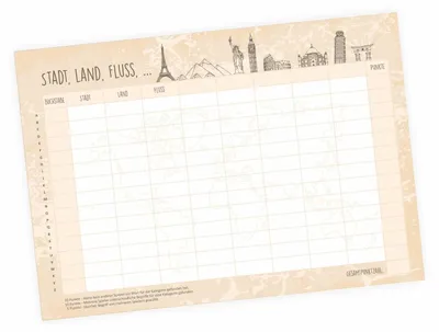 Produktbild von A5 Spielblock Stadt Land Fluss Reisespiel