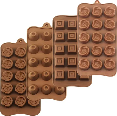 Produktbild von Trüffelform, Silikonformen Gussformen, Set mit 4 Packungen, lebensmittelechte Antihaft-Silikon-Gelee, Schokolade, Süßigkeiten, Eisformen