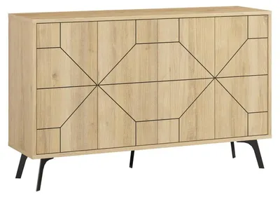 Image de Console en panneau mélaminé chêne 123 x 62,4 x 35 cm