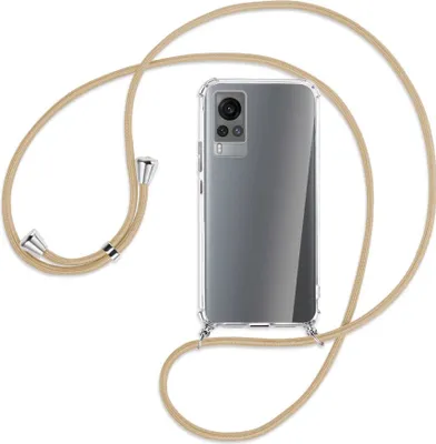 Produktbild von Handykette Backcover-Schutzhülle mit Band (Metall silberfarben) für vivo X60 - caramel