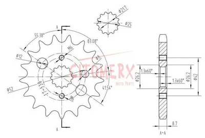 Produktbild von Ritzel 17 Zähne Teilung 530 Typ JTF519 für Cagiva / Kawasaki / Suzuki / Yamaha