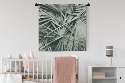 Produktbild von MuchoWow® Wandteppich Wandbehang Tropisch - Palmenblatt - Grün 90x90 cm Tapisserie Dekoration Wandtuch - Wandaufhänger