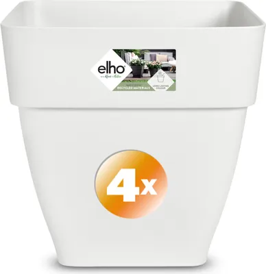 Produktbild von GARDEBRUK® 4x Blumentopf vibia campana 30x29x29cm Abstandhalter eckig Übertopf Pflanzkasten Pflanzentopf Pflanzgefäß Kunststoff Blumenkasten weiß