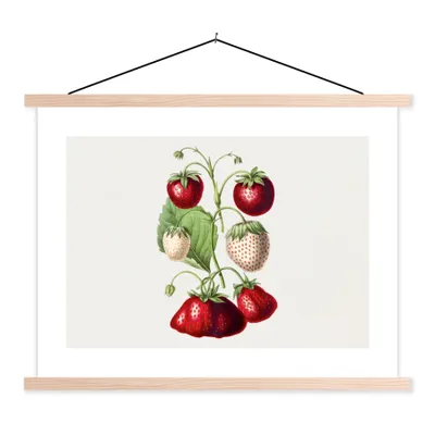 Produktbild von MuchoWow® Textilposter Erdbeeren - Pflanze - Lebensmittel 60x45 cm mit holzfarbenen Rahmen - Bild