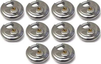 Produktbild von 10 x Rundes Vorhängeschloss 70 mm - Gleichschliessend - mit 20 Schlüssel