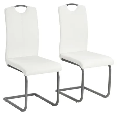 Obrázek produktu pro Jídelní židle - Židle - Pohodlná židle - Sada jídelních židlí - Designová židle - Bílá - Umělá kůže s polstrováním