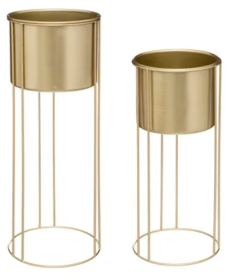 Produktbild von Atmosphera Créateur d'intérieur Blumenständer mit Übertopf 2er Set Metall gold 58 cm x 21,5 cm