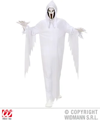 Image de Costume fantôme pour enfants - cape fantôme masque avec capuche S - 128 cm