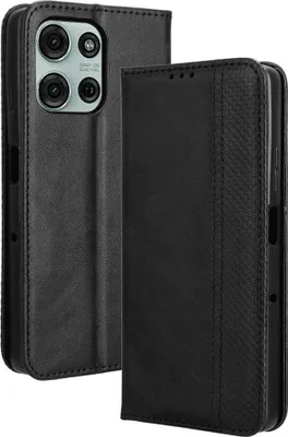 Produktbild von Motorola Moto G75 Hülle - Coverup Vintage Style Klapphülle - Schwarz