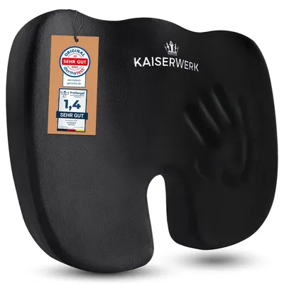 Produktbild von Kaiserwerk Sitzkissen - weich bis 90 Kg - Ergonomisches Steißbeinkissen aus Memory Foam, druckentlastend für einen erhöhten Sitzkomfort