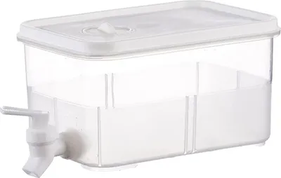 Produktbild von Kühlschrank-Getränkespender, Kühlschrank-Kaltwasserkessel, transparent, auslaufsicher, Getränke-Aufbewahrungsbehälter mit Zapfhahn und Deckel, Getränkeeimer für Säfte, Eis