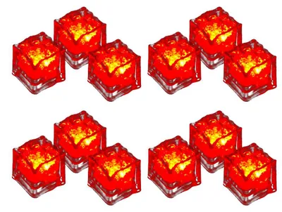 Produktbild von Leuchtende LED-Eiswürfel, 12er-Packung für Partys und Getränke, rot