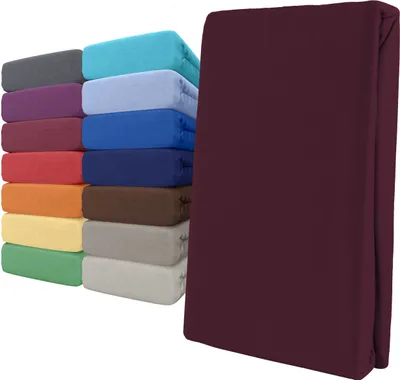 Produktbild von Spannbettlaken Jersey 140-160x200 Bordeaux 100% Baumwolle Rundumgummi