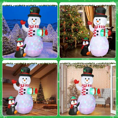 Produktbild von 240CM Aufblasbarer Schneemann Riesen Außen Wasserdicht LED Weihnachten Licht - Aufblasbare LED Weihnachtsdekoration Außen Rasen Garten Zuhause - Weihnachtsfeier Aufblasbares Spielzeug Innen