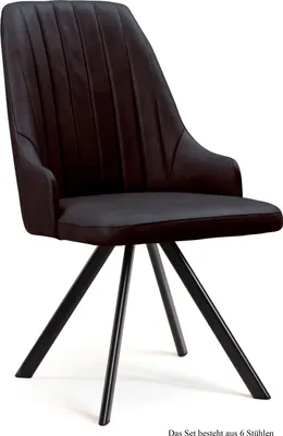 Produktbild von Esszimmerstuhl drehbar (6er-Set) Devyn 52x91x60 Schwarz/Espresso
