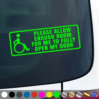 Produktbild von PantherPixel Rollstuhl Aufkleber Rollstuhlfahrer Behindert Rampe Sticker Auto Geschenkidee Farbe Neon-Grün