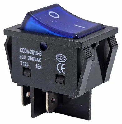 Produktbild von Wippenschalter blau 30A 250V 4pin Geräteschalter beleuchtet