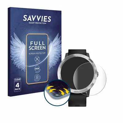 Produktbild von 4x Savvies Fullscreen Schutzfolie für Garmin Vivoactive 3 / Forerunner 45 / Approach S40 Displayschutz Folie Fullcover Klar Transparent