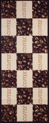 Produktbild von Teppich - Braun - Schwarz - 67 x 180 cm - mit Kaffee Motiven und Schriftzug