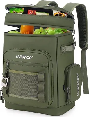 Produktbild von Großer, wasserdichter und isolierter Kühlrucksack – Auslaufsicherer, faltbarer Kühlrucksack für Strand, Picknick, Camping und Wandern – Aus Polyester mit 12 Stunden Kühlleistung