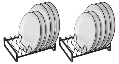 Produktbild von Aufrechte Tellerhalter, Abtropfgestelle für Teller und Geschirr, Tellergestelle aus Metall für die Arbeitsplatte und den Schrank, schwarz.