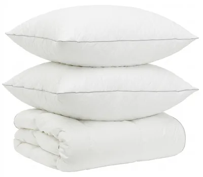 Image de Ensemble de couettes en duvet de canard, 90% duvet, modèle FULDA, comprenant 3 pièces, dimensions 220 x 260 cm, couleur blanche