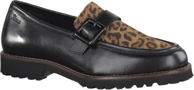 Produktbild von Sioux Meredith Damenslipper, Leder, Schwarz, Wechselfußbett, Extraweite, Hallux - Damenschuhe Bequeme Ballerina / Slipper, Schwarz, leder (true-glove/leo), absatzhöhe: 15 mm