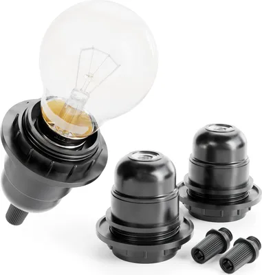 Obrázek produktu pro greate 3x objímka E27 černá – objímka E27 černá 250 V 60 W – plastová objímka E27