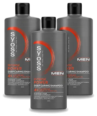 Produktbild von 3 x SYOSS Men Power Shampoo - Stärkende Haarpflege für normales Haar - 440 ml - Vorteilspackung - 3 Stücke