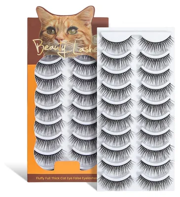 Produktbild von 10 Paar künstliche Wimpern, 3D, selbstklebend, weich, realistisch, künstlich für Kosmetik