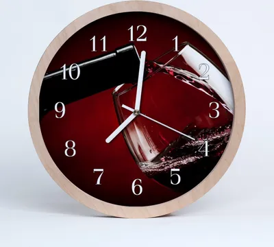 Produktbild von Holzuhr 30fi cm wanduhr - Weinglas Küche
