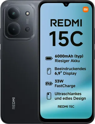 Produktbild von Xiaomi Redmi 15C 4G 4GB+128GB Midnight Black Smartphone (6,9 Zoll, 50 MP, Dual-Kamera, 6.660-mAh, Octa-Core, Fingerabdrucksensor, schwarz)
