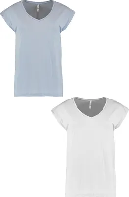 Produktbild von T-Shirt 2er-Set V-Ausschnitt Kurzarm Basic Sommer Shirt | XL