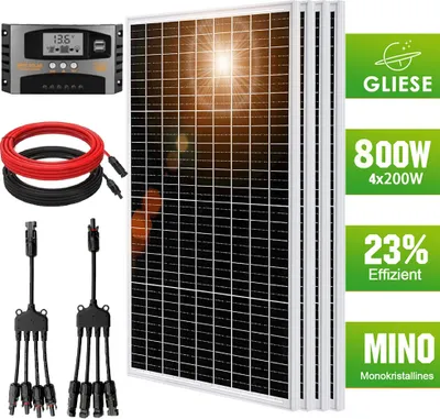 Produktbild von 800W Watt 12V Solarpanel Set Solarmodul Solaranlage Inselanlage Garten Camping