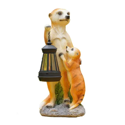 Produktbild von Erdmännchen-Statue, Solar-LED-Tier-Dekorationslicht, große Gartenstatue für draußen (30 cm × 12 cm × 13 cm), einzigartiges und schönes Geschenk
