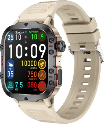 Produktbild von Smartwatch für Frauen und Männer BT Answer/Make Call Gesundheitsüberwachung Sportuhr 1,96" High-Clear Display Beige