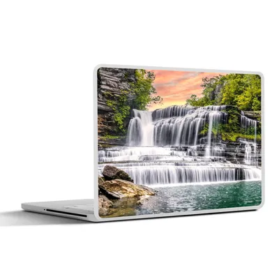 Produktbild von MuchoWow® Laptop Aufkleber Sticker Cover Wasserfall - Wasser - Steine - Pflanzen - Natur 32.5x23.5 cm - Sticker für Laptop - Selbstklebend
