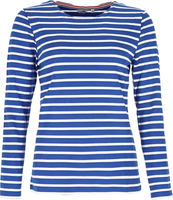 Produktbild von modAS Damen Shirt Streifenshirt 1/1-Arm - Ringelshirt Langarmshirt Damen Gestreift - Longsleeve Shirt mit Streifen aus Baumwolle in Royal/Weiß Größe 44
