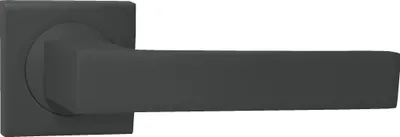 Produktbild von DOMINO Türgriff ohne Schlossrosette | quadratischen Rosetten | Türklinke für Zimmertür, Bürotür | Türbeschläge aus Aluminium |Titan Türdrückergarnitur| QUBIK-QR M8