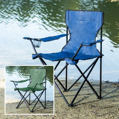 Produktbild von Campingstuhl Faltstuhl Anglerstuhl inkl. Getränkehalter & Tragetasche - Blau