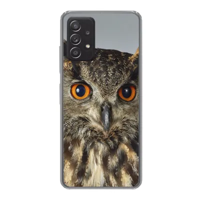 Produktbild von MuchoWow® Handyhülle Schutzhülle Hülle für Samsung Galaxy A53 5G Braune Eule mit hellblauem Hintergrund Silikon Softcase Handy Hülle - Schutzabdeckung